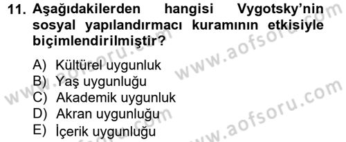 Özel Öğretim Yöntemleri 2 Dersi 2012 - 2013 Yılı (Final) Dönem Sonu Sınavı 11. Soru