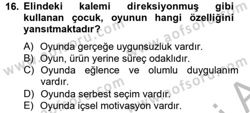 Özel Öğretim Yöntemleri 2 Dersi 2012 - 2013 Yılı (Final) Dönem Sonu Sınav Soruları 16. Soru