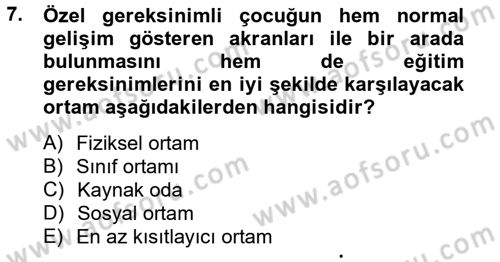 Özel Öğretim Yöntemleri 2 Dersi 2012 - 2013 Yılı (Final) Dönem Sonu Sınav Soruları 7. Soru