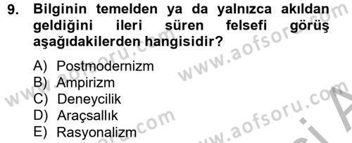 Özel Öğretim Yöntemleri 2 Dersi 2012 - 2013 Yılı (Final) Dönem Sonu Sınav Soruları 9. Soru