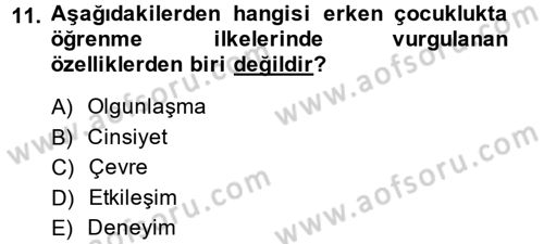 Özel Öğretim Yöntemleri 2 Dersi 2013 - 2014 Yılı (Vize) Ara Sınav Soruları 11. Soru