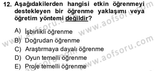 Özel Öğretim Yöntemleri 2 Dersi 2013 - 2014 Yılı (Vize) Ara Sınav Soruları 12. Soru