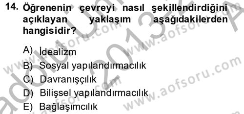Özel Öğretim Yöntemleri 2 Dersi 2013 - 2014 Yılı (Vize) Ara Sınav Soruları 14. Soru