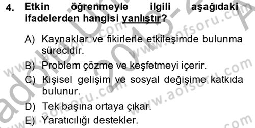 Özel Öğretim Yöntemleri 2 Dersi 2013 - 2014 Yılı (Vize) Ara Sınav Soruları 4. Soru