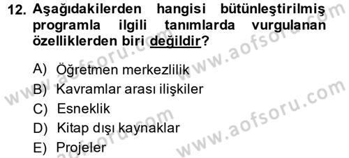 Özel Öğretim Yöntemleri 2 Dersi 2013 - 2014 Yılı (Final) Dönem Sonu Sınav Soruları 12. Soru