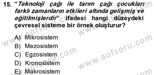 Özel Öğretim Yöntemleri 2 Dersi 2013 - 2014 Yılı (Final) Dönem Sonu Sınav Soruları 15. Soru