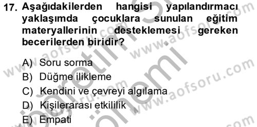 Özel Öğretim Yöntemleri 2 Dersi 2014 - 2015 Yılı (Vize) Ara Sınav Soruları 17. Soru
