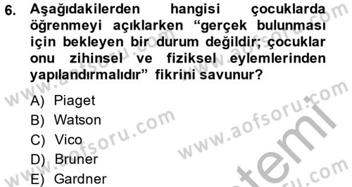 Özel Öğretim Yöntemleri 2 Dersi 2014 - 2015 Yılı (Vize) Ara Sınav Soruları 6. Soru