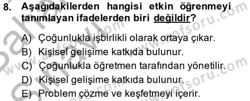 Özel Öğretim Yöntemleri 2 Dersi 2014 - 2015 Yılı (Vize) Ara Sınav Soruları 8. Soru