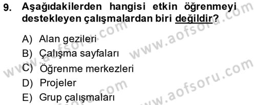 Özel Öğretim Yöntemleri 2 Dersi 2014 - 2015 Yılı (Vize) Ara Sınav Soruları 9. Soru