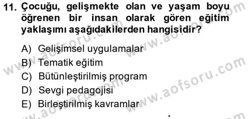 Özel Öğretim Yöntemleri 2 Dersi 2014 - 2015 Yılı (Final) Dönem Sonu Sınav Soruları 11. Soru