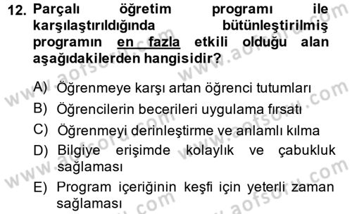 Özel Öğretim Yöntemleri 2 Dersi 2014 - 2015 Yılı (Final) Dönem Sonu Sınav Soruları 12. Soru