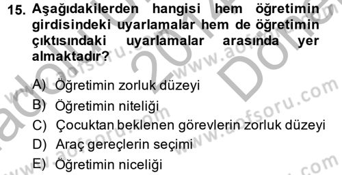 Özel Öğretim Yöntemleri 2 Dersi 2014 - 2015 Yılı (Final) Dönem Sonu Sınav Soruları 15. Soru
