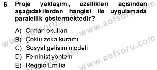 Özel Öğretim Yöntemleri 2 Dersi 2014 - 2015 Yılı (Final) Dönem Sonu Sınav Soruları 6. Soru
