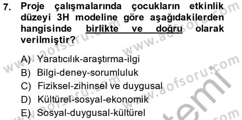 Özel Öğretim Yöntemleri 2 Dersi 2014 - 2015 Yılı (Final) Dönem Sonu Sınav Soruları 7. Soru