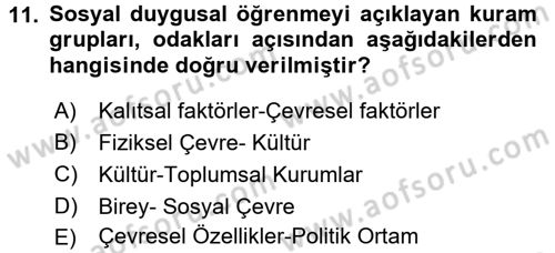 Özel Öğretim Yöntemleri 2 Dersi 2015 - 2016 Yılı (Vize) Ara Sınav Soruları 11. Soru