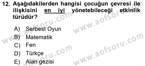 Özel Öğretim Yöntemleri 2 Dersi 2015 - 2016 Yılı (Vize) Ara Sınav Soruları 12. Soru