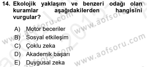 Özel Öğretim Yöntemleri 2 Dersi 2015 - 2016 Yılı (Vize) Ara Sınav Soruları 14. Soru