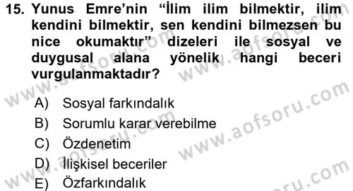 Özel Öğretim Yöntemleri 2 Dersi 2015 - 2016 Yılı (Vize) Ara Sınav Soruları 15. Soru