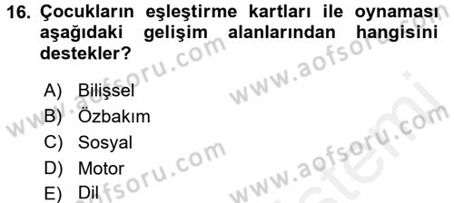 Özel Öğretim Yöntemleri 2 Dersi 2015 - 2016 Yılı (Vize) Ara Sınav Soruları 16. Soru