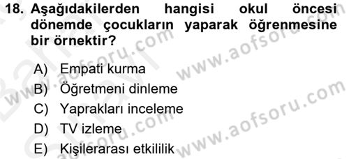 Özel Öğretim Yöntemleri 2 Dersi 2015 - 2016 Yılı (Vize) Ara Sınav Soruları 18. Soru
