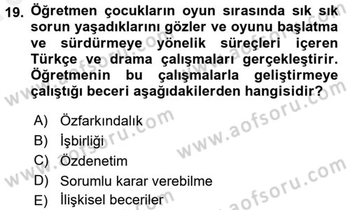 Özel Öğretim Yöntemleri 2 Dersi 2015 - 2016 Yılı (Vize) Ara Sınav Soruları 19. Soru