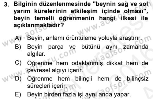 Özel Öğretim Yöntemleri 2 Dersi 2015 - 2016 Yılı (Vize) Ara Sınav Soruları 3. Soru