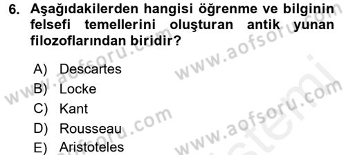 Özel Öğretim Yöntemleri 2 Dersi 2015 - 2016 Yılı (Vize) Ara Sınav Soruları 6. Soru