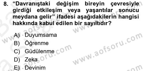 Özel Öğretim Yöntemleri 2 Dersi 2015 - 2016 Yılı (Vize) Ara Sınav Soruları 8. Soru