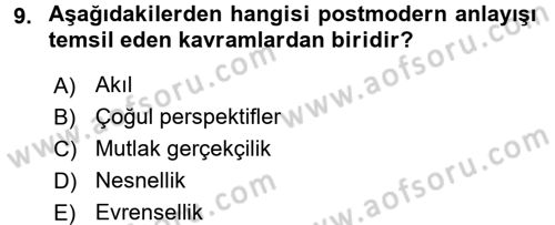 Özel Öğretim Yöntemleri 2 Dersi 2015 - 2016 Yılı (Vize) Ara Sınav Soruları 9. Soru