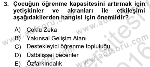 Özel Öğretim Yöntemleri 2 Dersi 2015 - 2016 Yılı (Final) Dönem Sonu Sınav Soruları 3. Soru