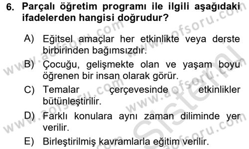 Özel Öğretim Yöntemleri 2 Dersi 2015 - 2016 Yılı (Final) Dönem Sonu Sınav Soruları 6. Soru