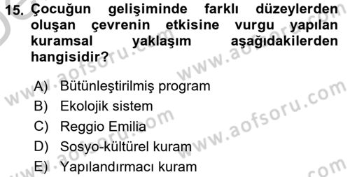 Özel Öğretim Yöntemleri 2 Dersi 2016 - 2017 Yılı 3 Ders Sınavı 15. Soru