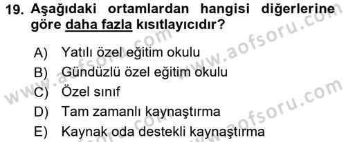 Özel Öğretim Yöntemleri 2 Dersi 2016 - 2017 Yılı 3 Ders Sınav Soruları 19. Soru