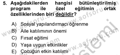 Özel Öğretim Yöntemleri 2 Dersi 2016 - 2017 Yılı 3 Ders Sınav Soruları 5. Soru