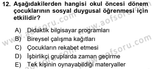 Özel Öğretim Yöntemleri 2 Dersi 2016 - 2017 Yılı (Vize) Ara Sınavı 12. Soru