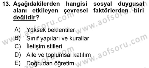Özel Öğretim Yöntemleri 2 Dersi 2016 - 2017 Yılı (Vize) Ara Sınav Soruları 13. Soru