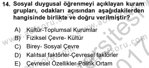 Özel Öğretim Yöntemleri 2 Dersi 2016 - 2017 Yılı (Vize) Ara Sınav Soruları 14. Soru