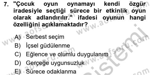 Özel Öğretim Yöntemleri 2 Dersi 2016 - 2017 Yılı (Vize) Ara Sınav Soruları 7. Soru