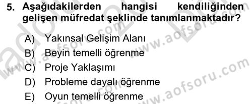 Özel Öğretim Yöntemleri 2 Dersi 2016 - 2017 Yılı (Final) Dönem Sonu Sınav Soruları 5. Soru