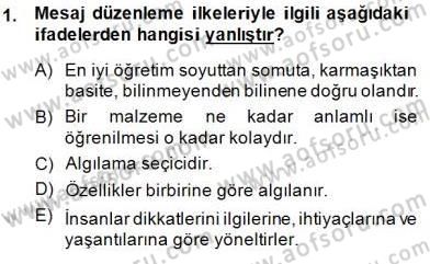 Okulöncesinde Öğretim Teknolojileri Ve Materyal Tasarımı Dersi 2013 - 2014 Yılı (Final) Dönem Sonu Sınavı 1. Soru