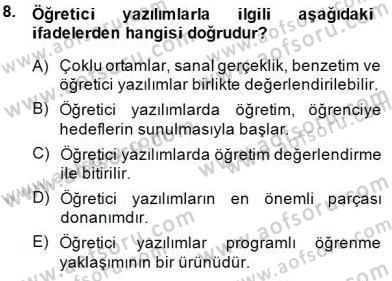 Okulöncesinde Öğretim Teknolojileri Ve Materyal Tasarımı Dersi 2013 - 2014 Yılı (Final) Dönem Sonu Sınavı 8. Soru