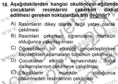 Okulöncesinde Öğretim Teknolojileri Ve Materyal Tasarımı Dersi 2014 - 2015 Yılı (Final) Dönem Sonu Sınavı 18. Soru