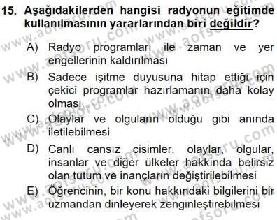 Okulöncesinde Öğretim Teknolojileri Ve Materyal Tasarımı Dersi 2015 - 2016 Yılı (Vize) Ara Sınavı 15. Soru