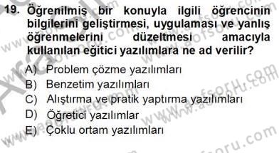 Okulöncesinde Öğretim Teknolojisi Ve Materyal Tasarımı Dersi 2012 - 2013 Yılı (Vize) Ara Sınav Soruları 19. Soru