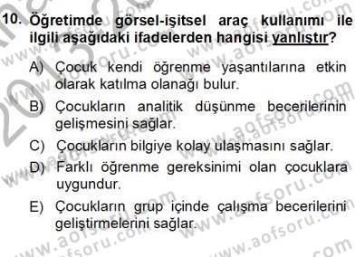 Okulöncesinde Öğretim Teknolojisi Ve Materyal Tasarımı Dersi Ara Sınavı Deneme Sınav Soruları 10. Soru