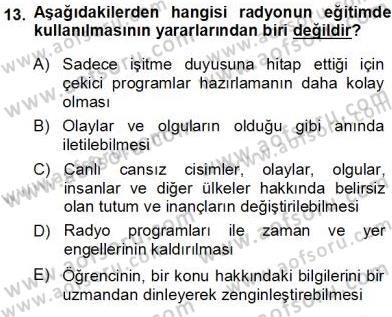 Okulöncesinde Öğretim Teknolojisi Ve Materyal Tasarımı Dersi Ara Sınavı Deneme Sınav Soruları 13. Soru