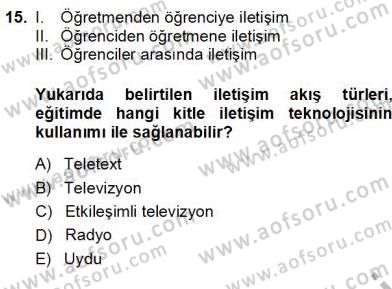 Okulöncesinde Öğretim Teknolojisi Ve Materyal Tasarımı Dersi Ara Sınavı Deneme Sınav Soruları 15. Soru