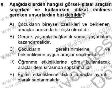 Okulöncesinde Öğretim Teknolojisi Ve Materyal Tasarımı Dersi Ara Sınavı Deneme Sınav Soruları 9. Soru