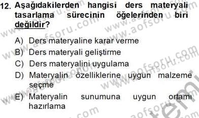 Okulöncesinde Öğretim Teknolojisi Ve Materyal Tasarımı Dersi 2013 - 2014 Yılı (Final) Dönem Sonu Sınav Soruları 12. Soru